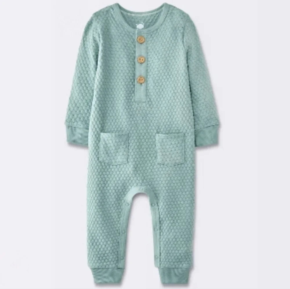 Cloud Island Long Sleeve Sweater Romper Sleeper Blue 24 Months
